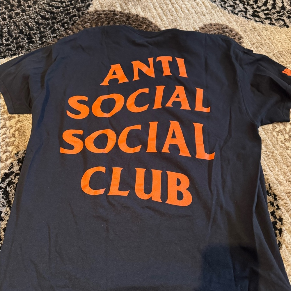 Anti Social Social Club Navy Tee with Orange Text